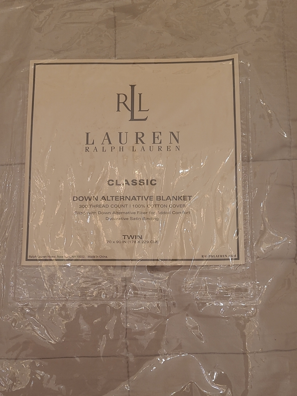 Lauren Ralph Lauren Neutral Taupe Down Alternative Quilted Blanket